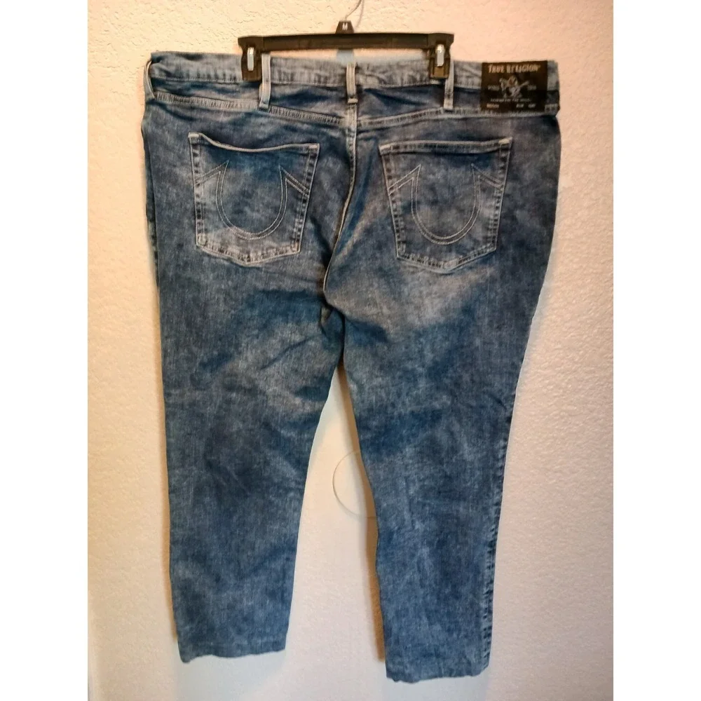 True Religion Rocco Relaxed Skinny Jeans Men's 44x27 Blue Acid Wash Stretch